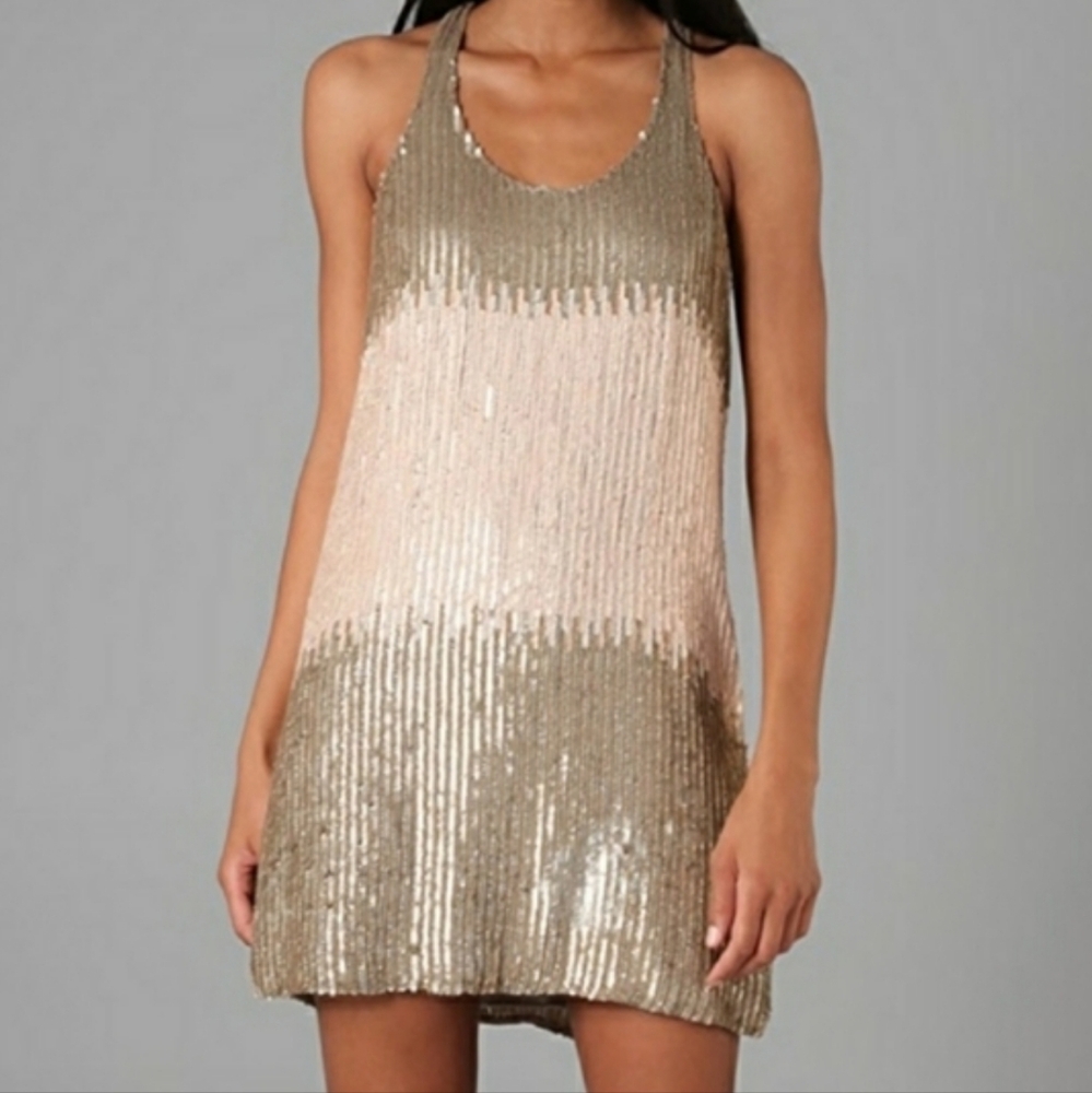 Parker silk & sequins racerback dress size m